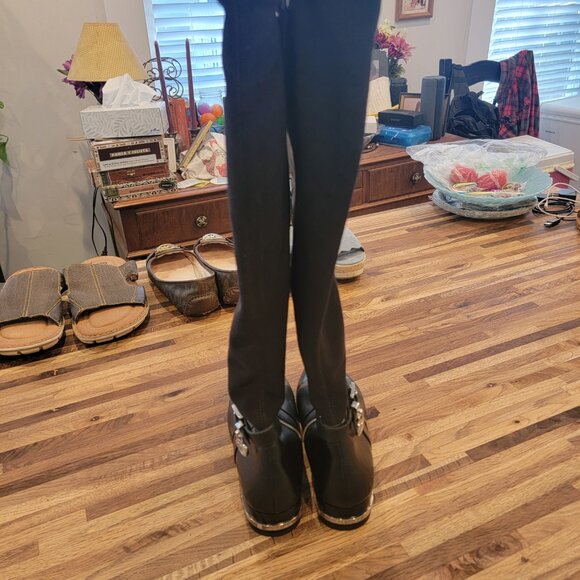 MICHAEL KORS Hamilton Stretch Leather Boots Size 6M Tall Riding Zip - Picture 13 of 16